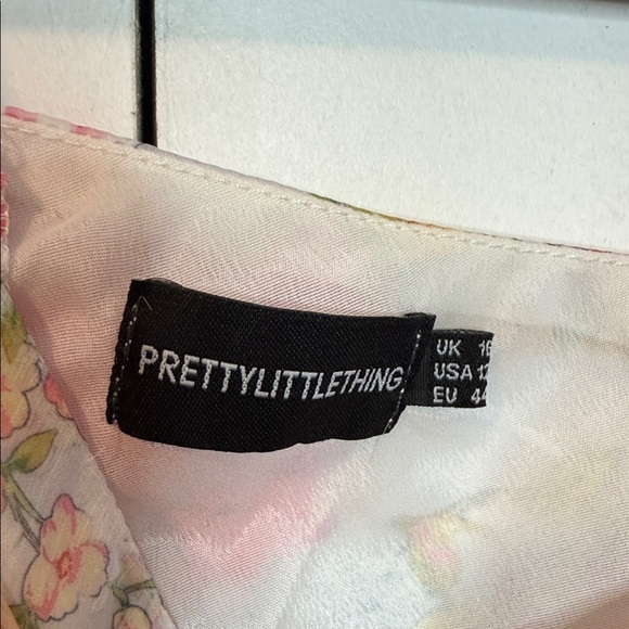 PrettyLittleThing Asymmetrical Floral Dress - Pink and Cream - US12 - Picture 5 of 6